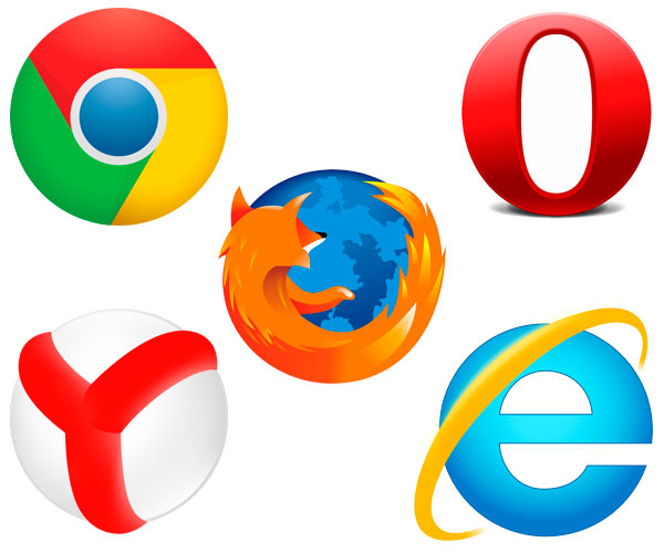 Иконки браузеров Google Chrome Opera IE Mozilla Firefox Yandex